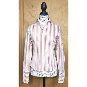 THE LIMITED Women's XS Striped White Pink Long-Sleeve Button Up Shirt Top Blouse